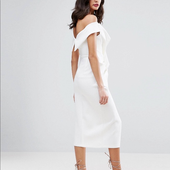 white sexy bridal gorgeous cocktail midi   dress - Picture 3 of 3